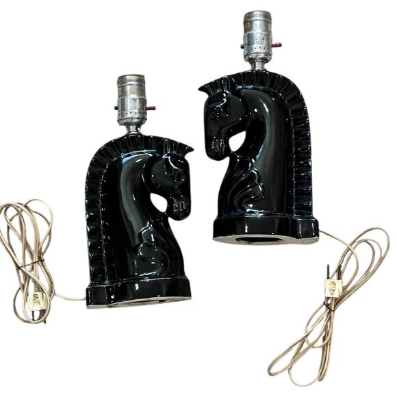 Vintage MCM Haeger Horse Head Matching Lamp Set - Picture 2 of 9